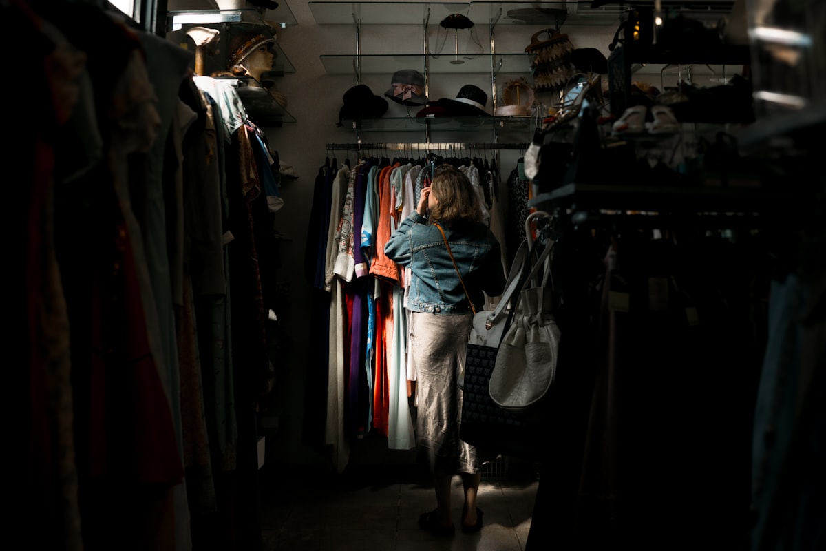 Vintage clothing display