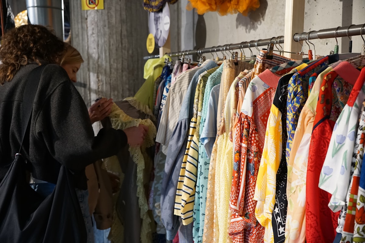 Vintage jackets on a rail